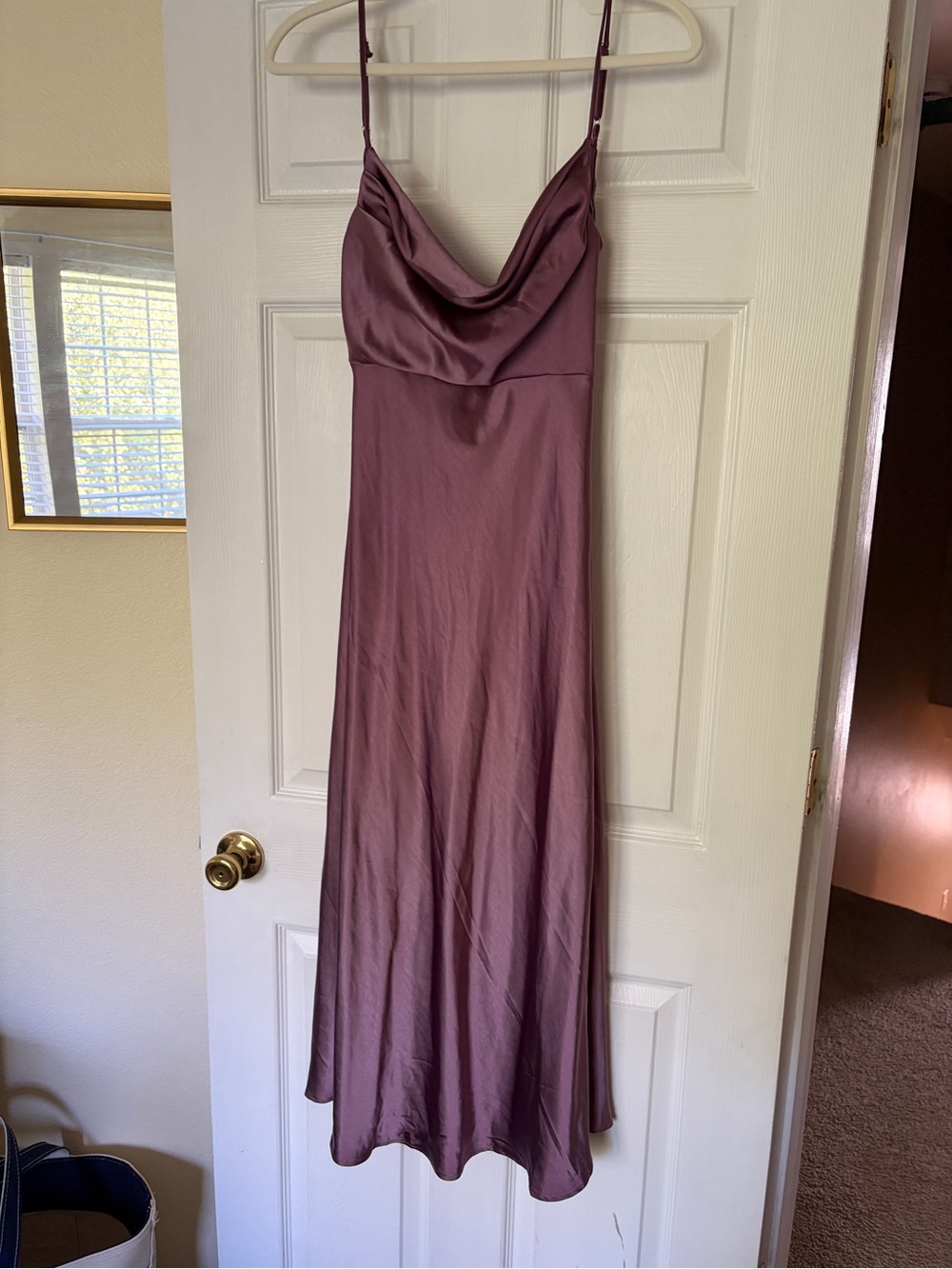 Sleeveless Cowl Neck Slip Dress in Mauve